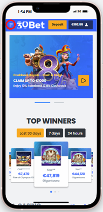 30bet app schermafbeelding